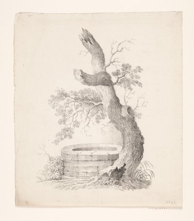 Un vecchio albero vicino a un pozzo da Heinrich Wenzler