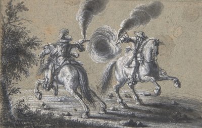 Due cavalieri che si sparano a vicenda da Heinrich Werdmuller