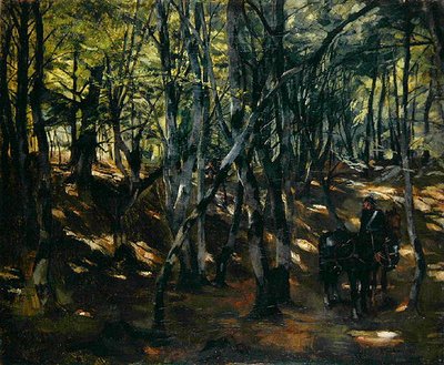 Pattuglia di cavalleria in mezzo a un bosco da Heinrich Wilhelm Truebner