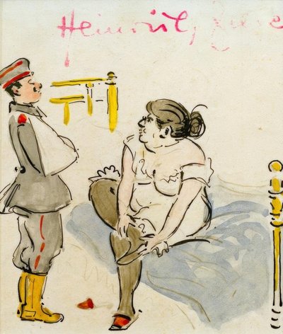 Soldato ferito e prostituta da Heinrich Zille