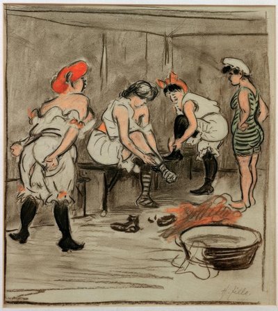 Quattro donne nel camerino da Heinrich Zille