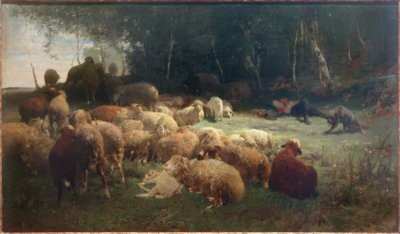 Ragazzo pastore con pecore da Heinrich von Zügel