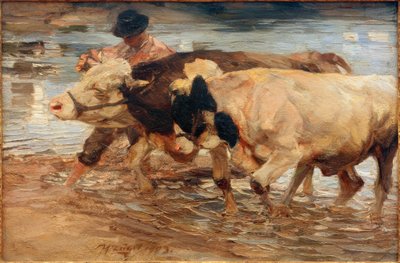 Contadino con mucca e bue da Heinrich von Zügel