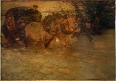 Diligenza nella neve da Heinrich von Zügel