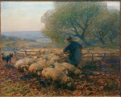 Pecore che lasciano il recinto da Heinrich von Zügel