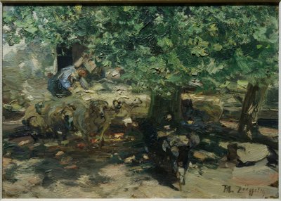 Davanti alla stalla (gregge di pecore si spinge nella stalla) da Heinrich von Zügel