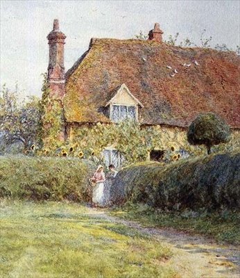Vicino a un cancello di un cottage da Helen Allingham