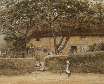 Bambini fuori da un cottage da Helen Allingham