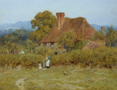 Cottage a Broadham Green, Surrey, alla Luce del Tramonto da Helen Allingham