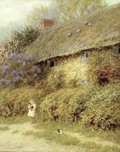Vecchio cottage a Freshwater, Isola di Wight da Helen Allingham