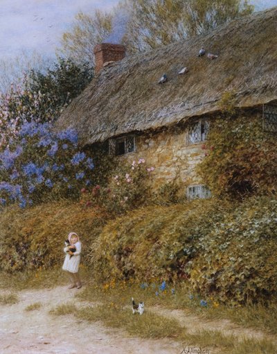 Vecchio cottage a Freshwater, Isola di Wight da Helen Allingham
