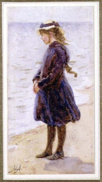 Ritratto di una ragazza sulla spiaggia da Helen Allingham