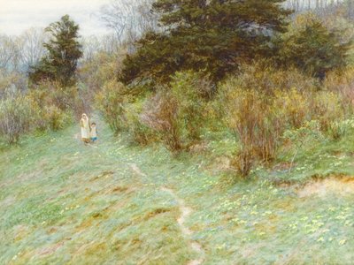 Primule su una brughiera del Surrey da Helen Allingham