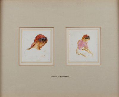 Studio di una ragazza con fazzoletto rosso da Helen Allingham