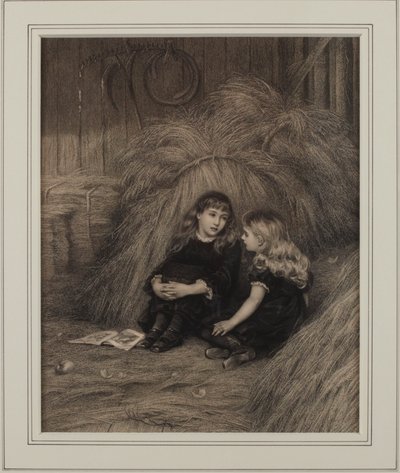 Due ragazze in un fienile da Helen Allingham