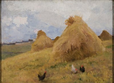 Galline tra i covoni di grano, c.1888 da Helene Schjerfbeck