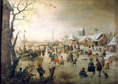 Olandese: Paesaggio invernale con pattinatori sul ghiaccio Una scena sul ghiaccio da Hendrick Avercamp