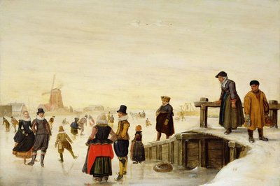 Figure che pattinano in un paesaggio olandese da Hendrick Avercamp