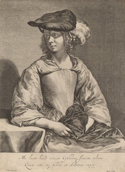 Ragazza con cappello piumato da Hendrick Bary