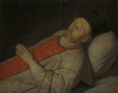 Ritratto di Joannes Putkamer (1600-1671) sul letto di morte da Hendrick Bloemaert