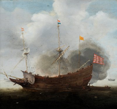 Una nave da guerra da Hendrick Cornelisz Vroom