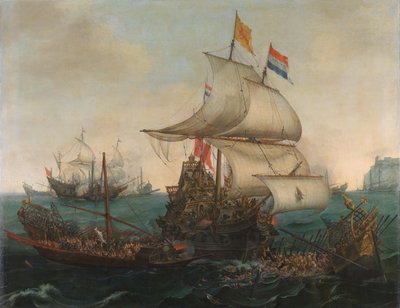 Navi olandesi che speronano galee spagnole al largo della costa inglese, 3 ottobre 1602 da Hendrick Cornelisz. Vroom