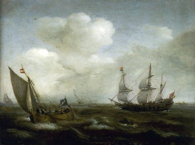 Nave olandese e barca da pesca nella brezza da Hendrick Cornelisz Vroom