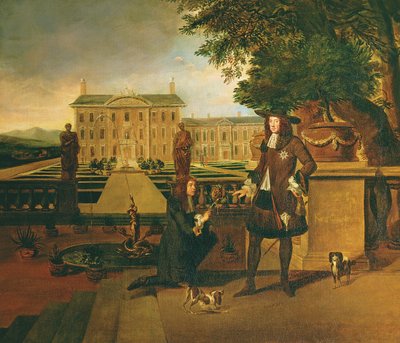 John Rose (c.1621-77) il Giardiniere del Re, che presenta a Carlo II (1630-85) un ananas, presumibilmente il primo coltivato in Inghilterra a Dorney Court nel Berkshire da Hendrick Danckerts