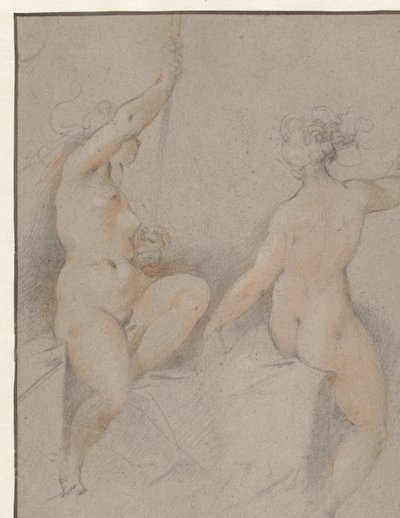 Due nudi femminili seduti da Hendrick Goltzius (follower of)