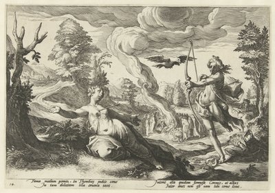 Apollo uccide Coronide da Hendrick Goltzius (workshop of)
