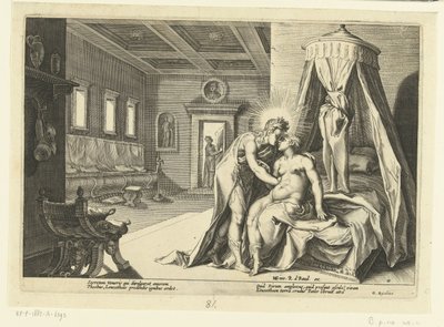 Apollo seduce Leucotea da Hendrick Goltzius (workshop of)