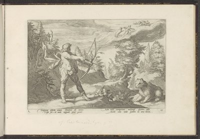 Arcas punta la sua freccia su Callisto da Hendrick Goltzius (workshop of)