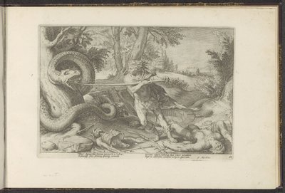 Cadmo uccide il drago da Hendrick Goltzius (workshop of)