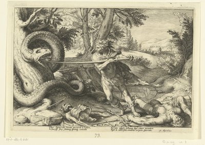 Cadmo uccide il drago da Hendrick Goltzius (workshop of)