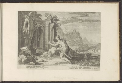 Cadmus vraagt het orakel van Delphi wat hem te doen staat nu hij zijn zuster Europa niet heeft kunnen vinden da Hendrick Goltzius (workshop of)