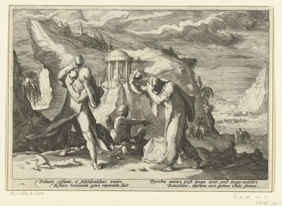 Deucalione e Pirra creano una nuova razza umana da Hendrick Goltzius (workshop of)