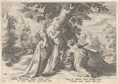 Le figlie di Cecrope aprono il cesto di Minerva da Hendrick Goltzius (workshop of)
