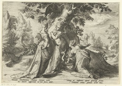 Le figlie di Cecrope aprono il cesto di Minerva (Metamorfosi di Ovidio) da Hendrick Goltzius (workshop of)