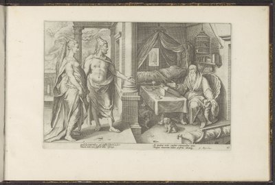 Giunone e Giove chiedono consiglio a Tiresia da Hendrick Goltzius (workshop of)