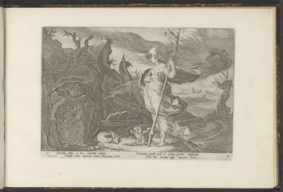 Minerva chiede a Invidia di suscitare gelosia in Aglauro da Hendrick Goltzius (workshop of)