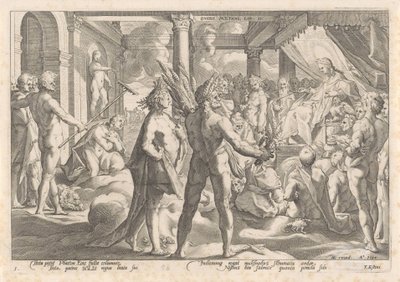 Faetonte chiede ad Apollo di guidare il suo carro da Hendrick Goltzius (workshop of)