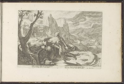Thisbe fugge da un leone da Hendrick Goltzius (workshop of)