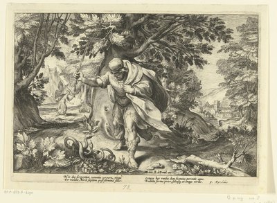 Tiresia colpisce due serpenti accoppiati (serie Le Metamorfosi di Ovidio) da Hendrick Goltzius (workshop of)