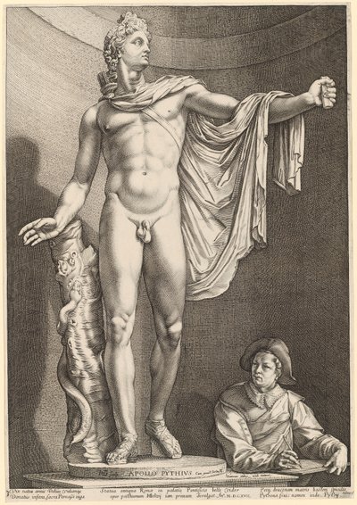 Apollo del Belvedere, tavola 3 da "Tre statue antiche di Roma" da Hendrick Goltzius