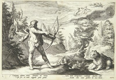 Arcas pronto a uccidere sua madre da Hendrick Goltzius