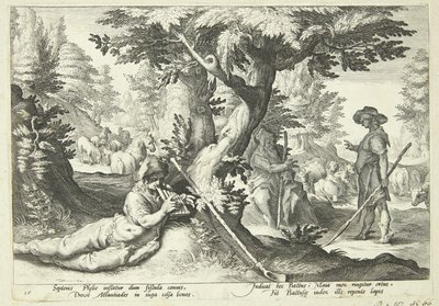 Battus si trasforma in pietra da Hendrick Goltzius