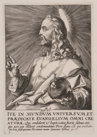 Cristo (come Salvator Mundi), da Cristo, gli Apostoli e San Paolo con il Credo da Hendrick Goltzius