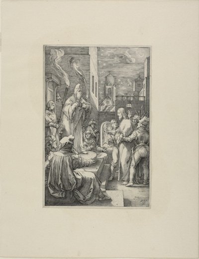 Cristo davanti a Caifa, quarta tavola dalla Passione di Cristo da Hendrick Goltzius