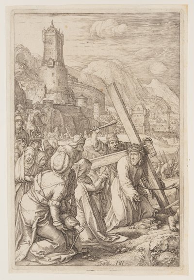 Cristo porta la croce, da La passione da Hendrick Goltzius