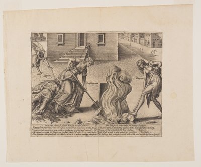 Morte del litigante sciocco, da Litis Abusus (Gli abusi della legge) da Hendrick Goltzius